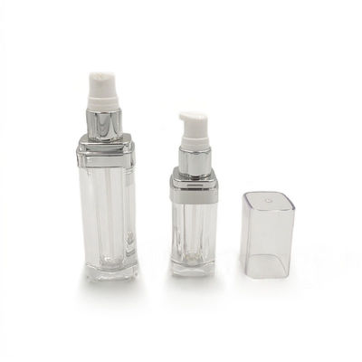 PMMA واضحة خالية القاعدة الزجاجة مع مضخة قابلة لإعادة التدوير 15/30/50ml